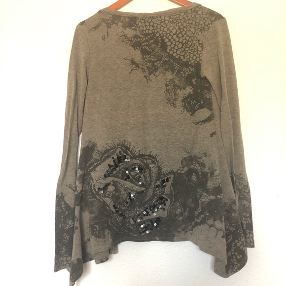 Buckle Cardigan with Sequin Accents + Rose Pattern - Picture 3 of 5